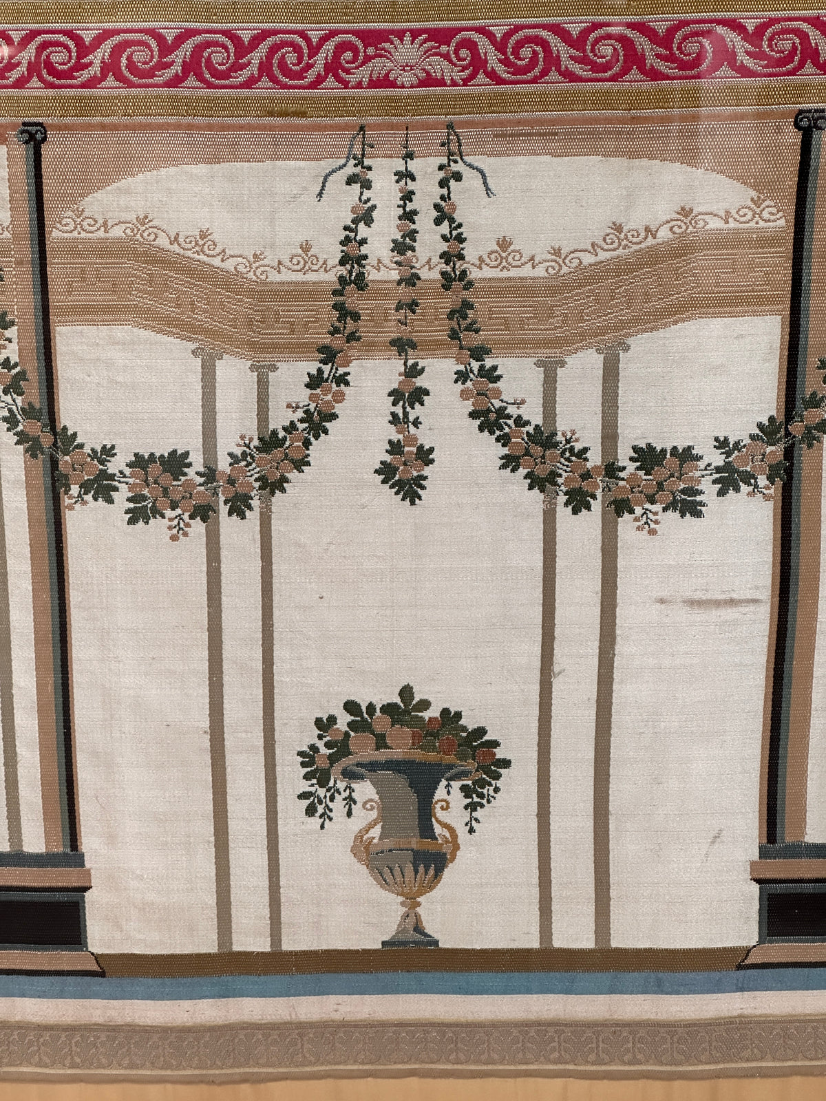 Fine French Neoclassical Silk Needlework, framed