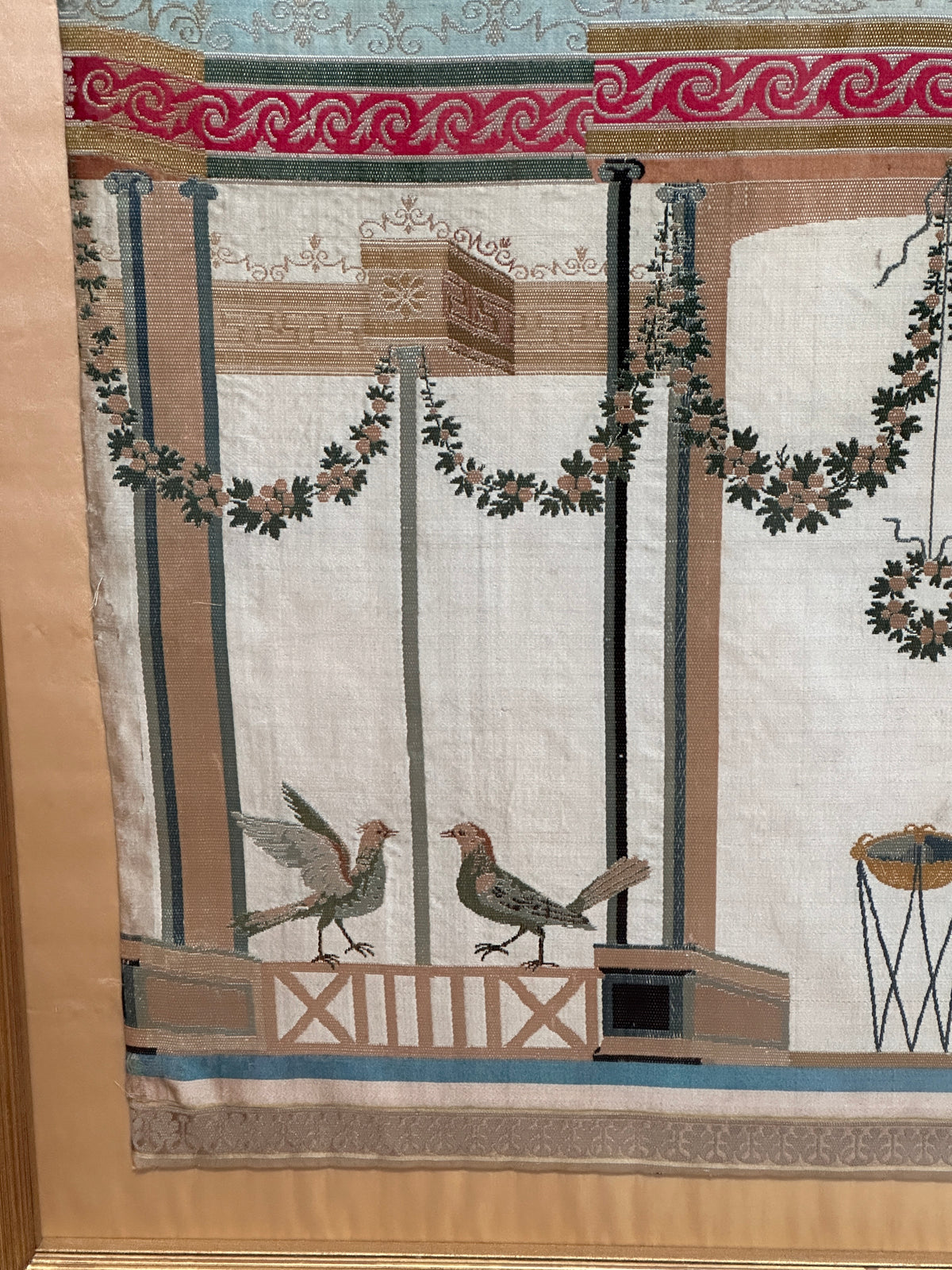 Fine French Neoclassical Silk Needlework, framed