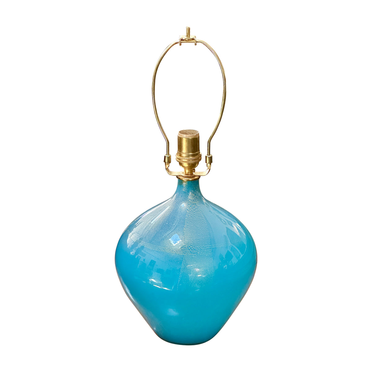 Mid Century Murano, Seguso Italian Blue Glass Lamp (c.1950)