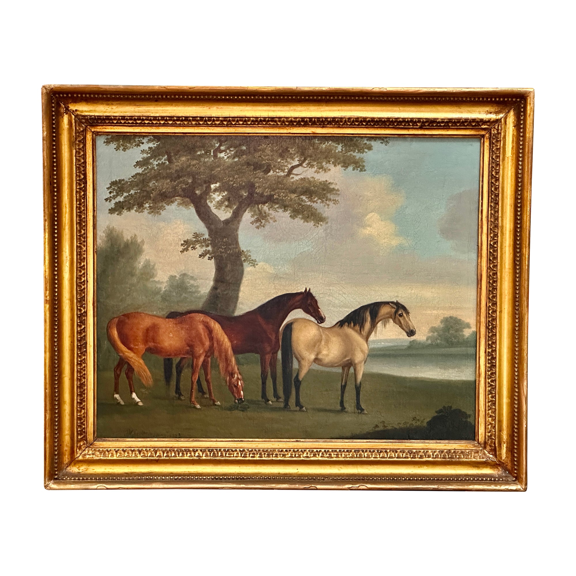 Sartorious, Three Horses Oil on Canvas, Signed (1759-1828)