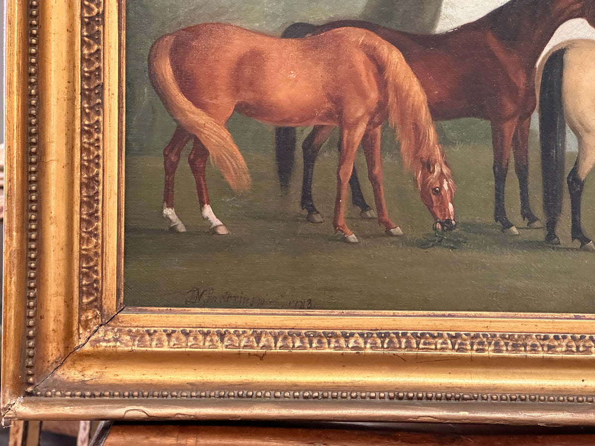 Sartorious, Three Horses Oil on Canvas, Signed (1759-1828)