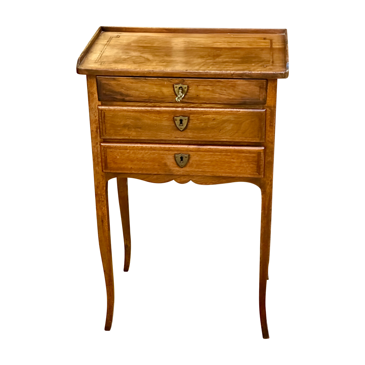 French 18th Century Walnut Three Drawer Side Table