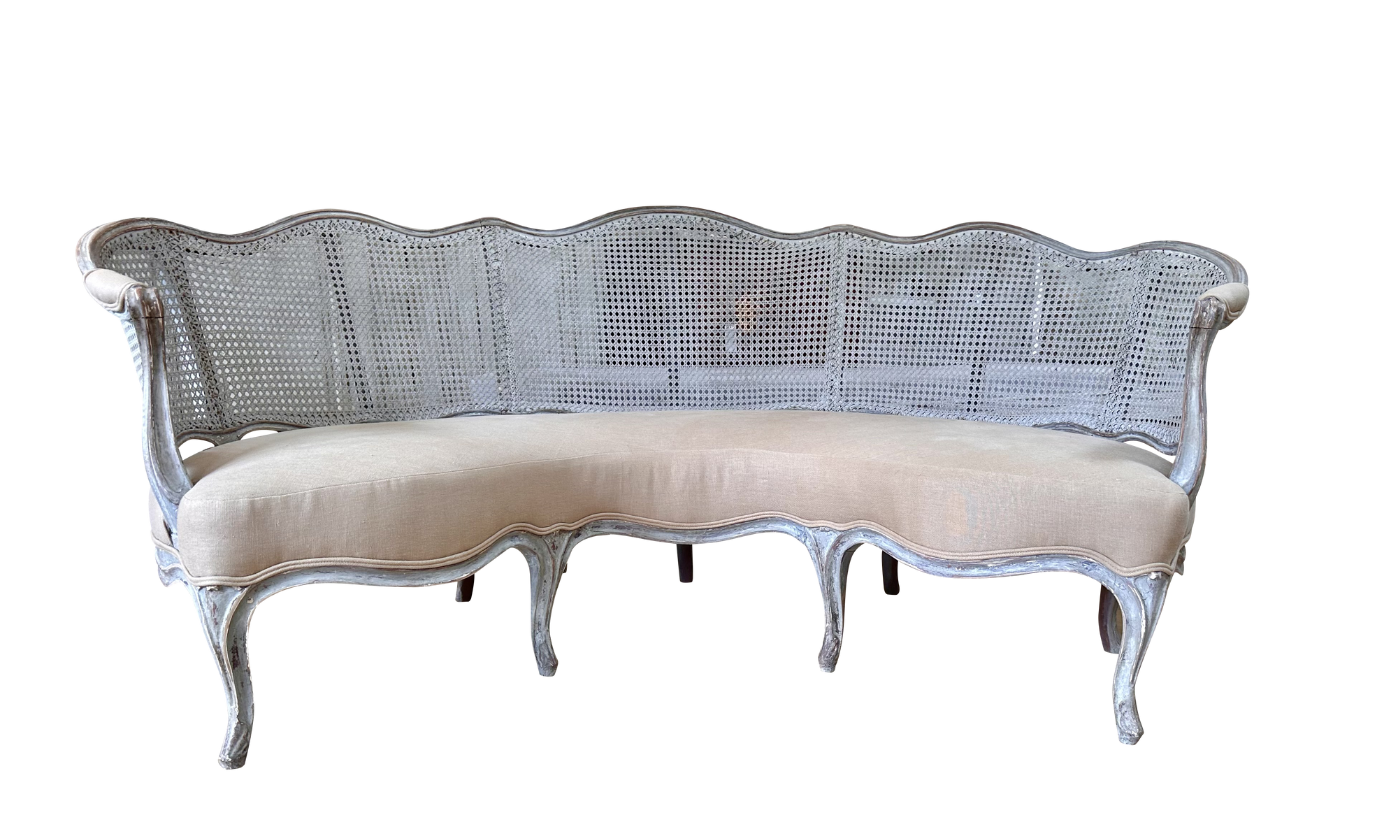Rare 18th Century French Curved Canape Settee