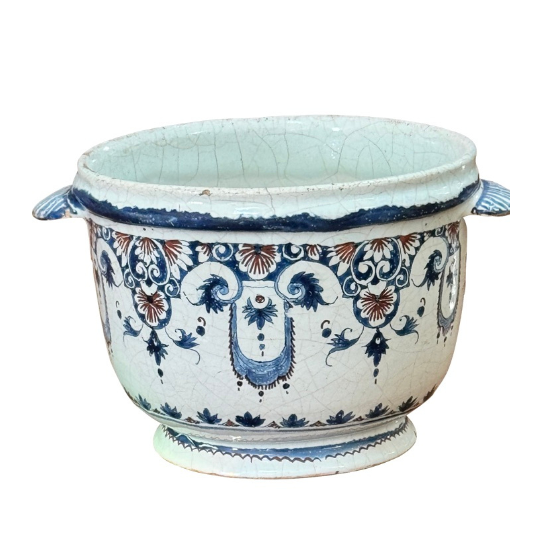 Rare Rouen French Faience Tin-Glazed Earthenware Ice Pail, 18th Century