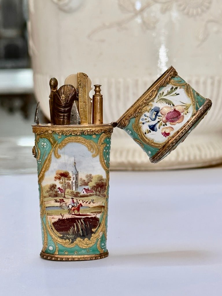 A Fine Bilston Enamel Etui, c. 1780 - Helen Storey Antiques