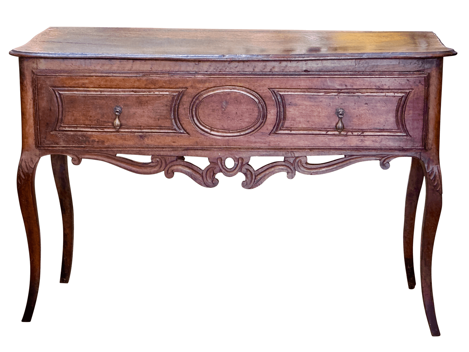 A Louis XV console or side table in richly patinated walnut