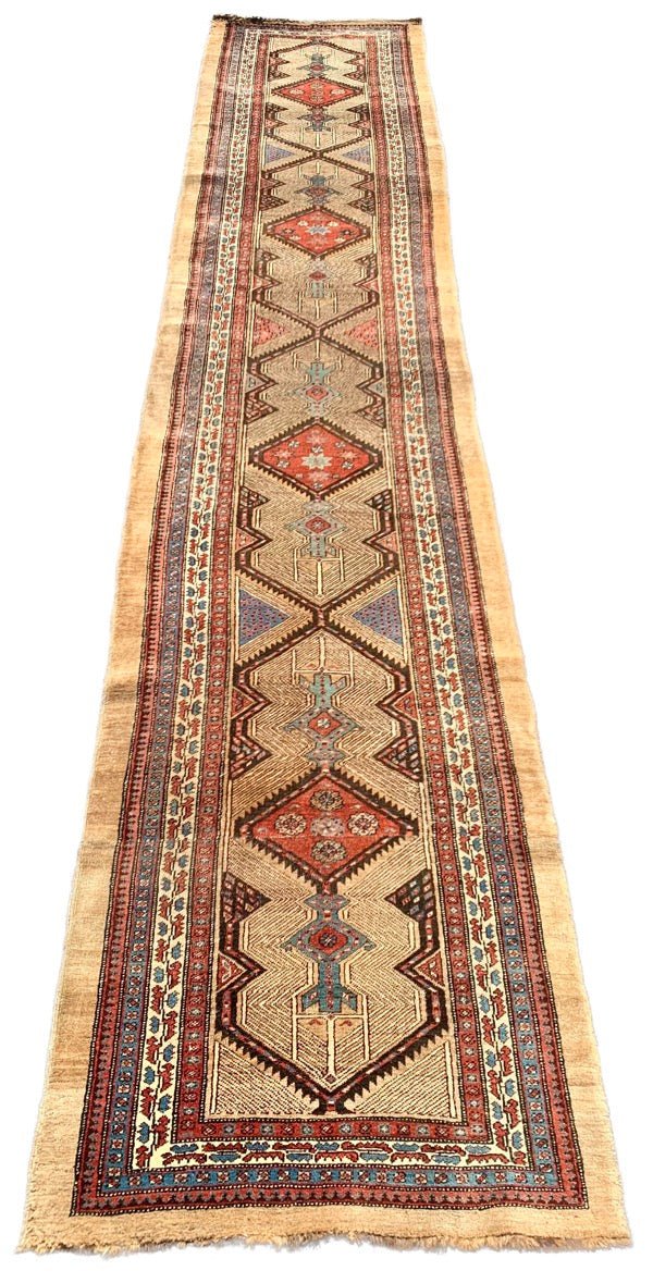 ANTIQUE PERSIAN CAMEL HAIR SERAB RUNNER - Helen Storey Antiques