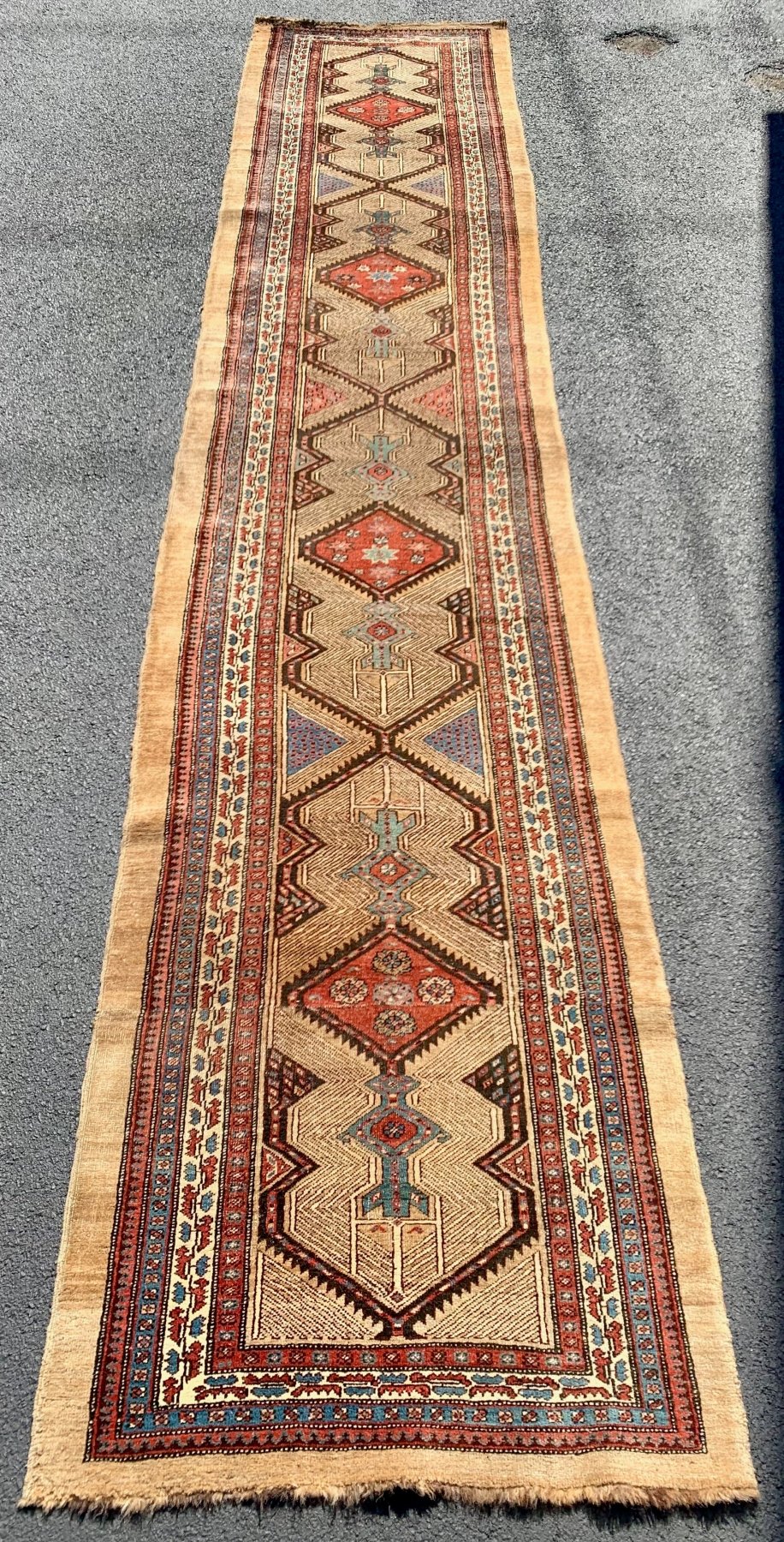 ANTIQUE PERSIAN CAMEL HAIR SERAB RUNNER - Helen Storey Antiques