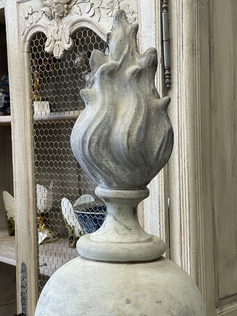 Antique Zinc Urn on Stone base - Helen Storey Antiques