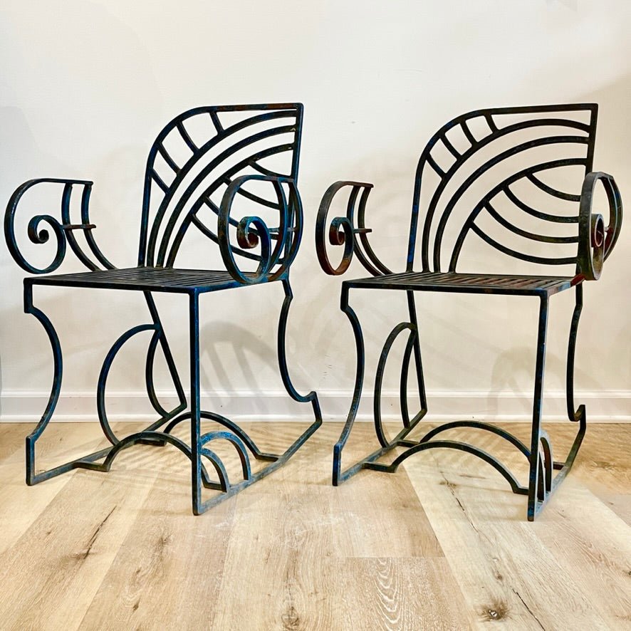 Art Deco Iron Garden Chairs - Helen Storey Antiques