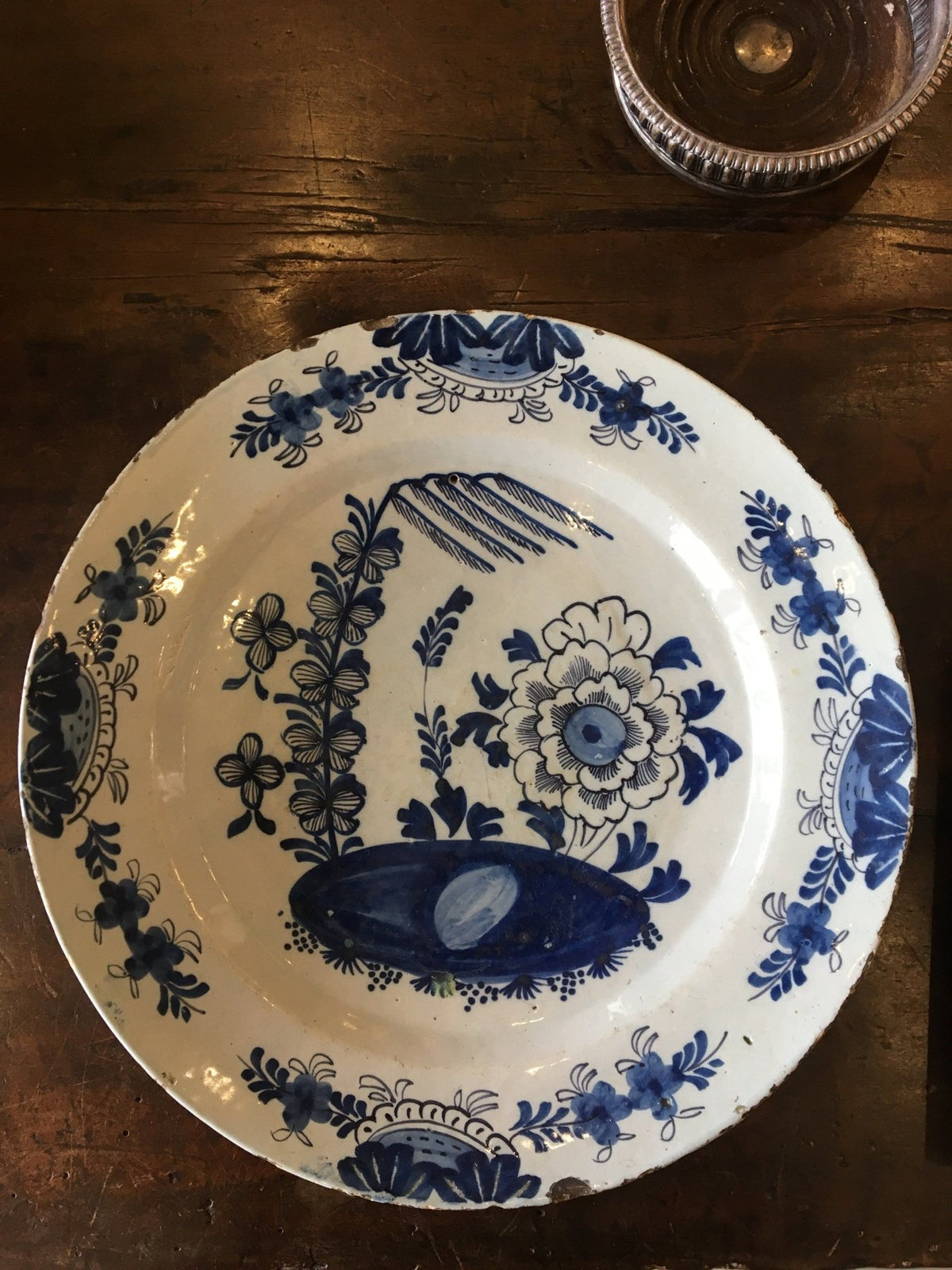 Blue and White 18th C. Delft Charger - Helen Storey Antiques