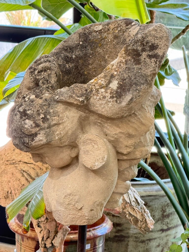Carved Stone Cherub, 18th - 19th C. French - Helen Storey Antiques