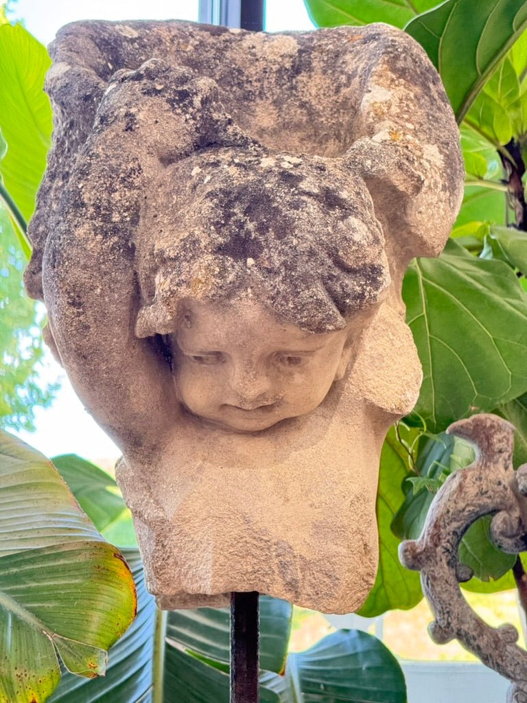 Carved Stone Cherub, 18th - 19th C. French - Helen Storey Antiques