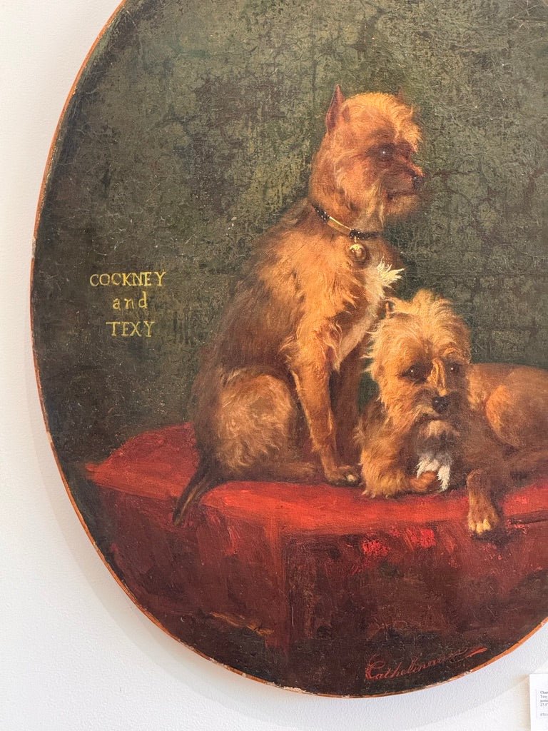 Charming French oil on canvas, dogs, c. 1850 - Helen Storey Antiques