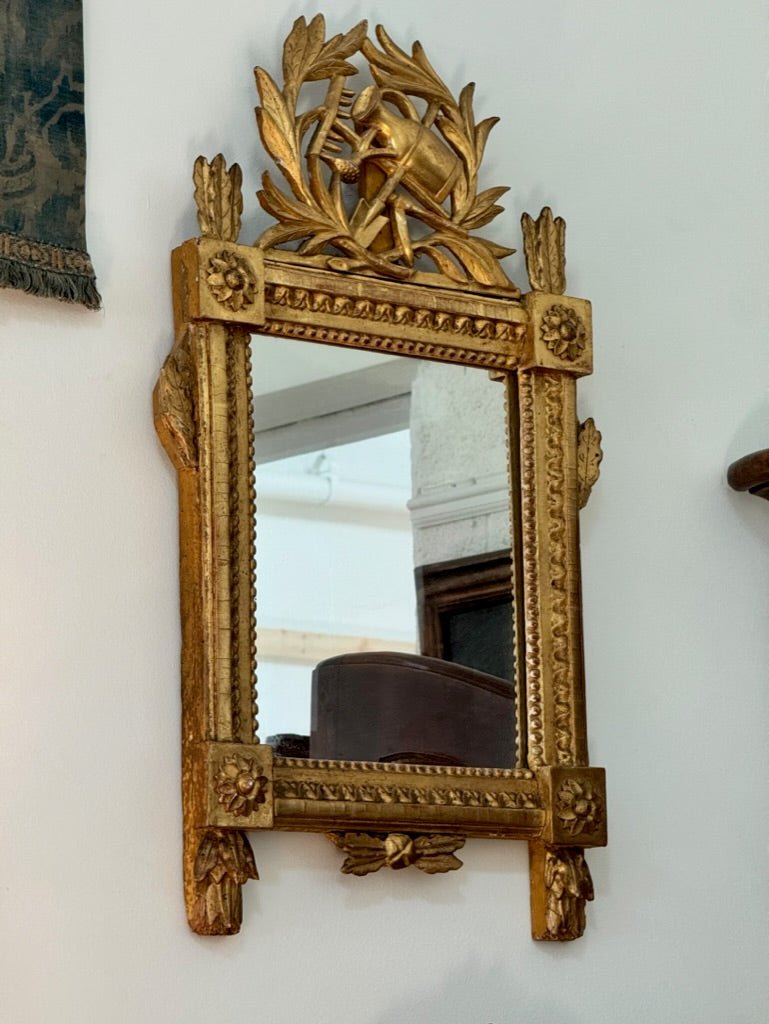 Charming Small French Provincial Carved and Gilded Mirror - Helen Storey Antiques