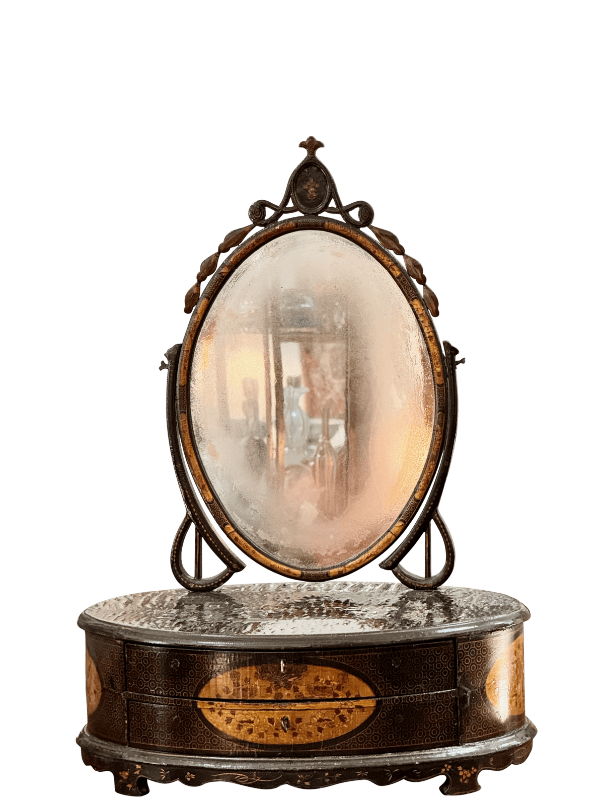 Chinese Export Lacquer Dressing or Vanity Mirror, 18th Century - Helen Storey Antiques