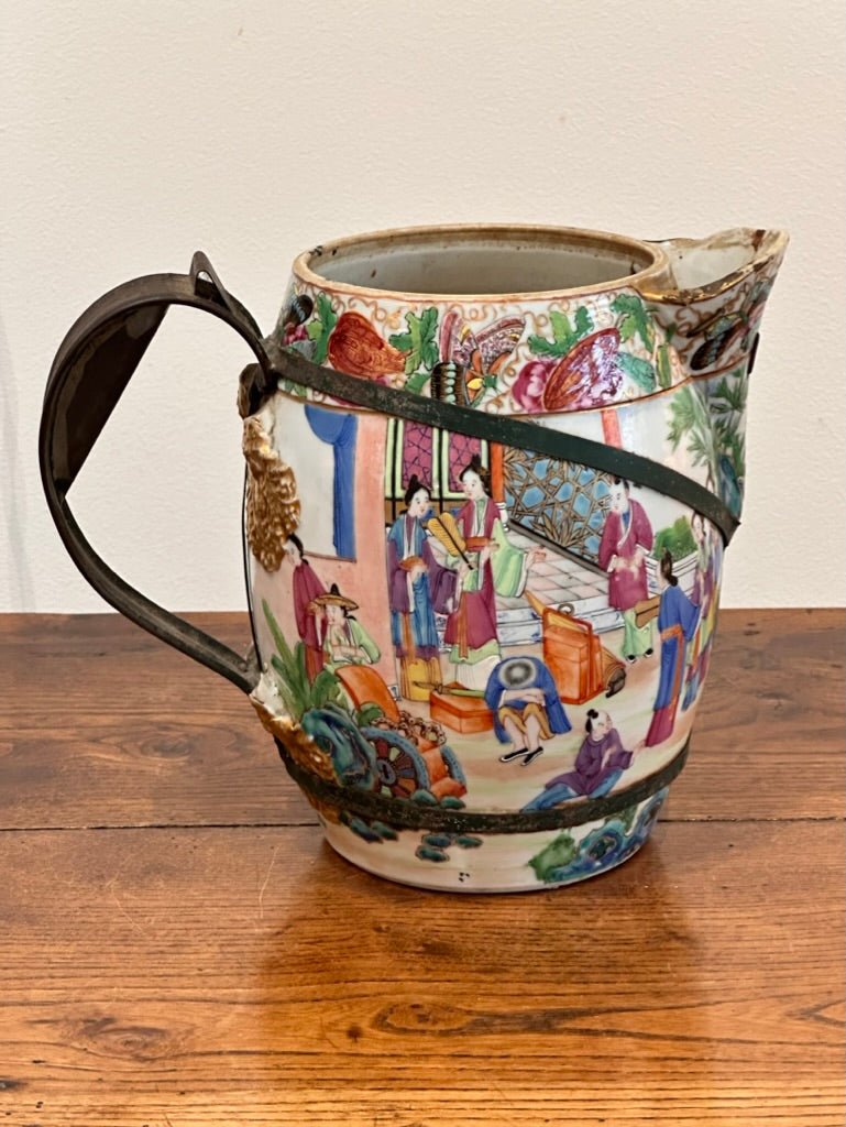 Chinese Export Rose Mandarine Cider Jug - Helen Storey Antiques