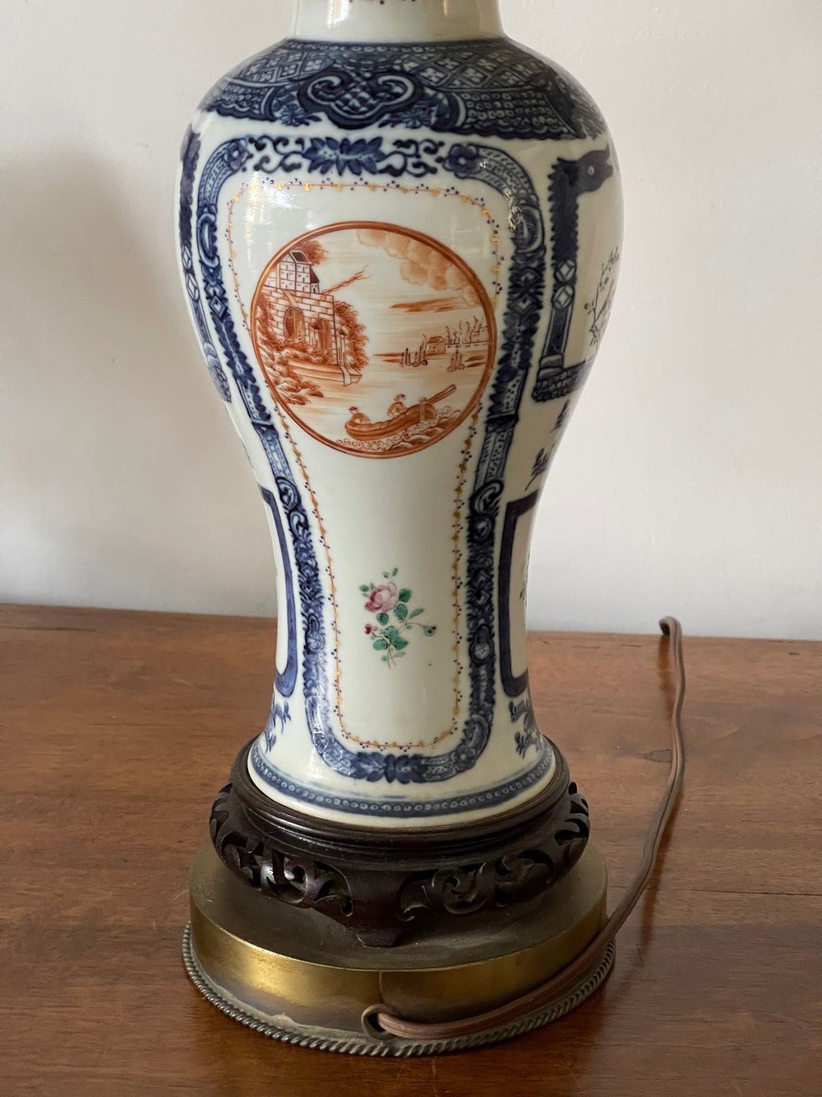 Chinese Export Vase Mounted as Lamp - Helen Storey Antiques