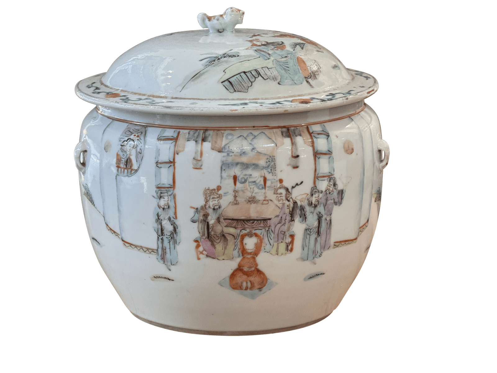 Chinese Porcelain Famille Rose Lidded Jar, Qing Dynasty 18th-19th C.
