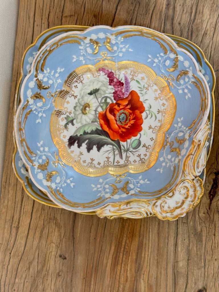 Coalport Plates, Serving Pieces, Exceptional Floral Painted, Feldspar Porcelain 19th C. - Helen Storey Antiques