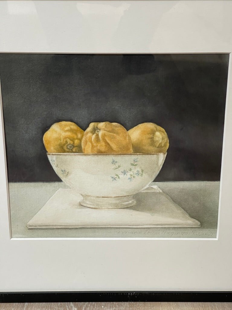 Contemporary Watercolor Still Life With Lemons - Helen Storey Antiques