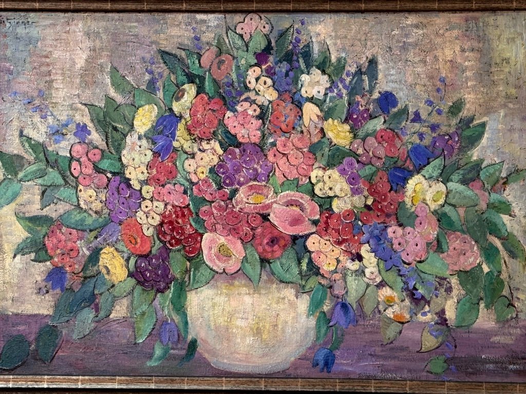 Dorothea Litzinger (American 1889-1925) Large Scale Floral Still Life, oil on canvas - Helen Storey Antiques