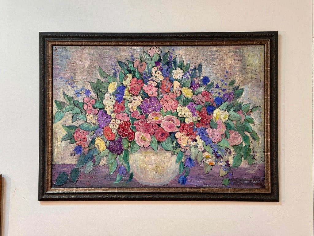 Dorothea Litzinger (American 1889-1925) Large Scale Floral Still Life, oil on canvas - Helen Storey Antiques