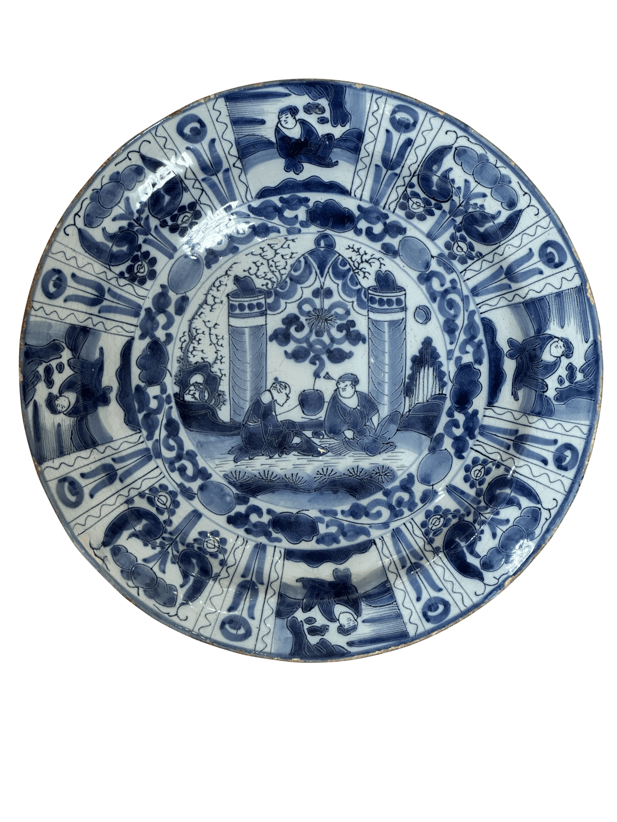 Dutch Delftware Wanli - Style Blue and White Charger, 17th Century. - Helen Storey Antiques