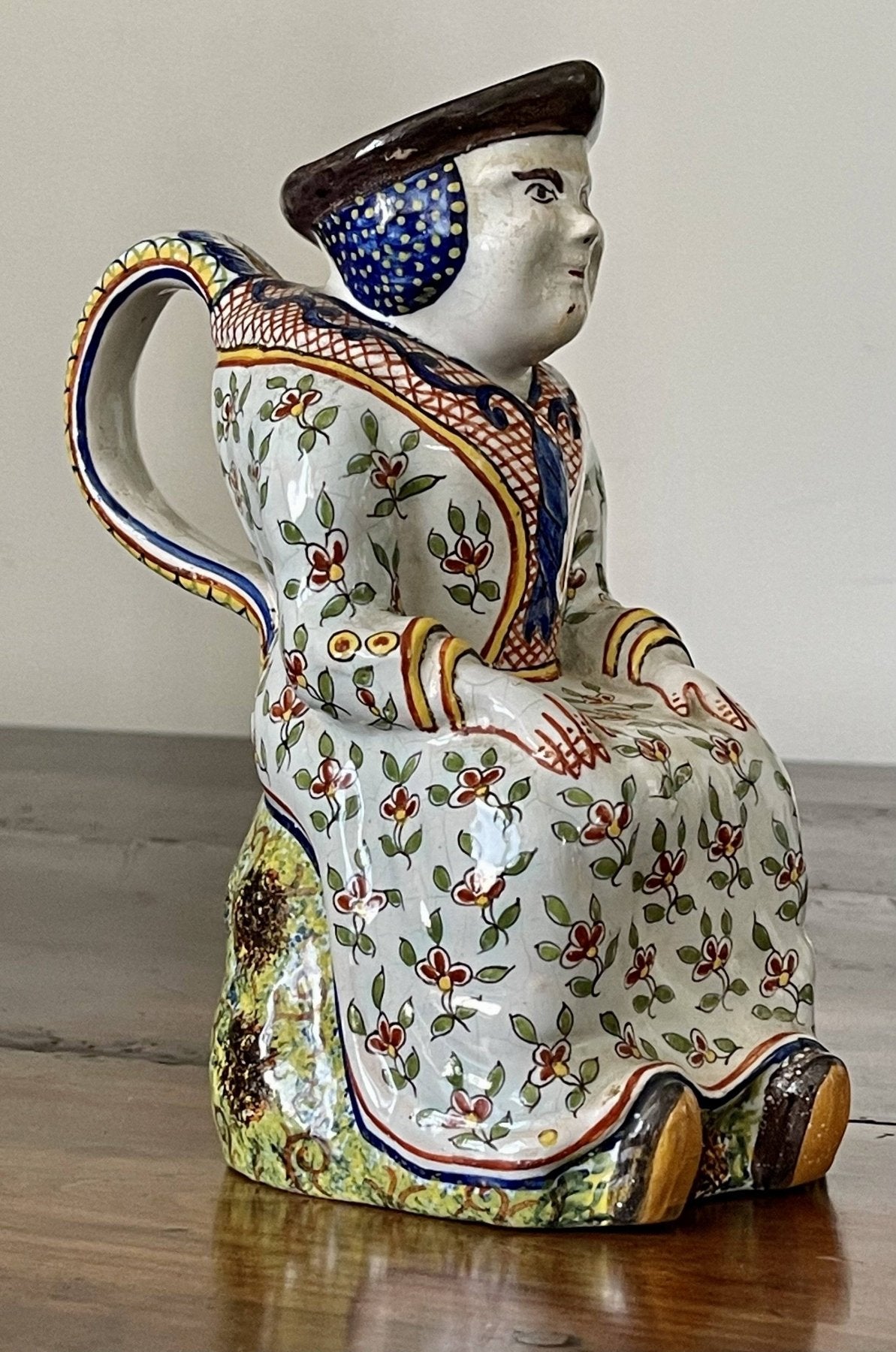 EARLY FRENCH FAIENCE FIGURAL JUG - Helen Storey Antiques