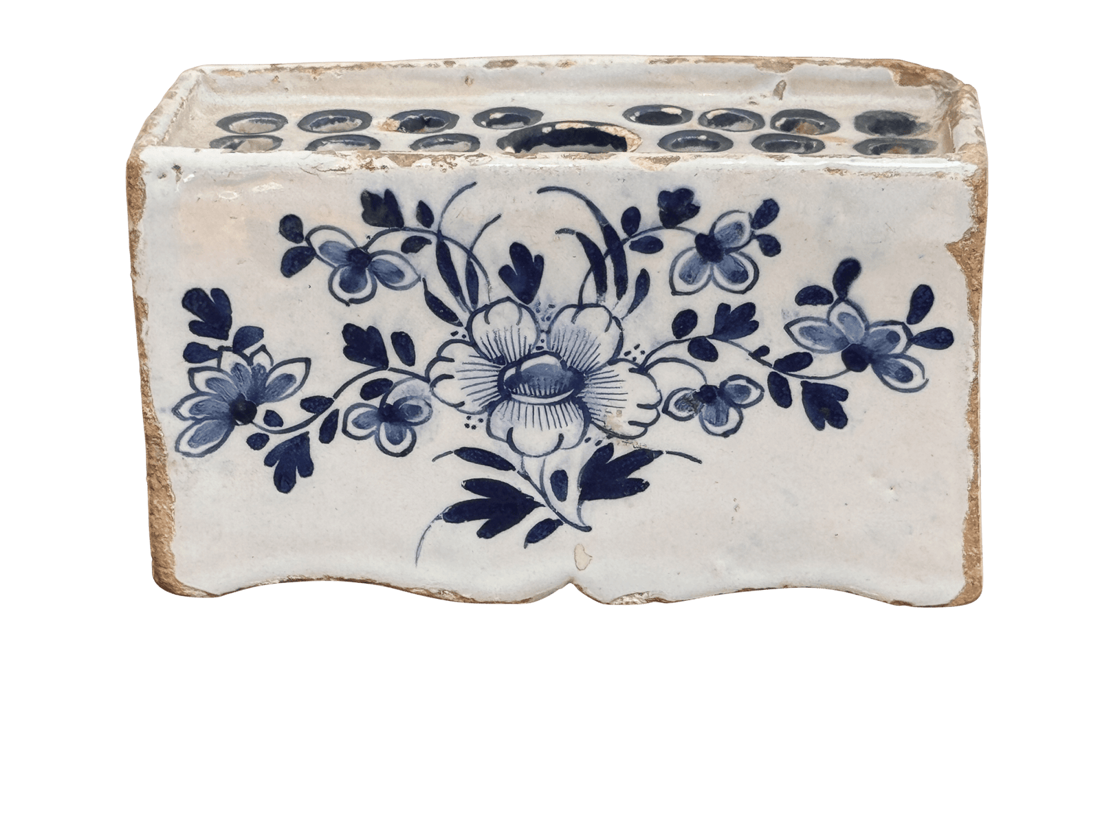 English Delft Flower brick, c. 1760, Floral decoration