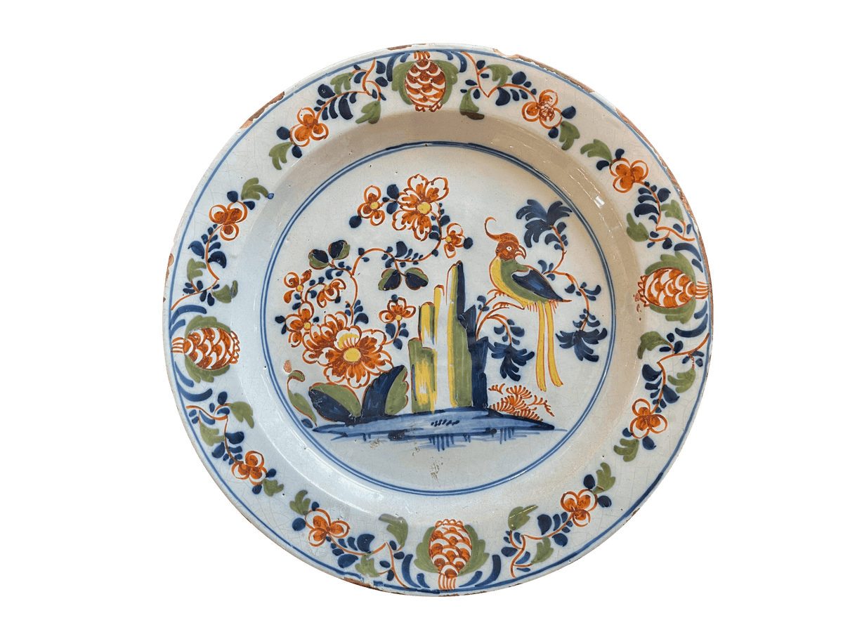 English Delft Polychrome Delft Charger - Helen Storey Antiques