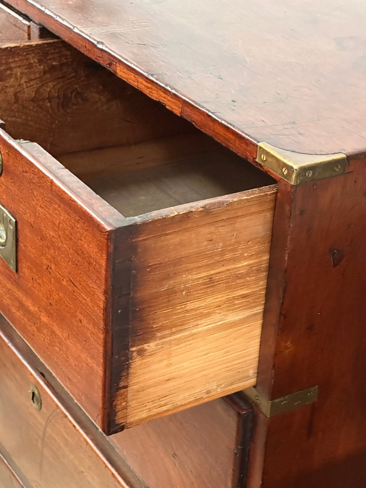 English Mahogany Campaign Chest, circa 1840 - Helen Storey Antiques