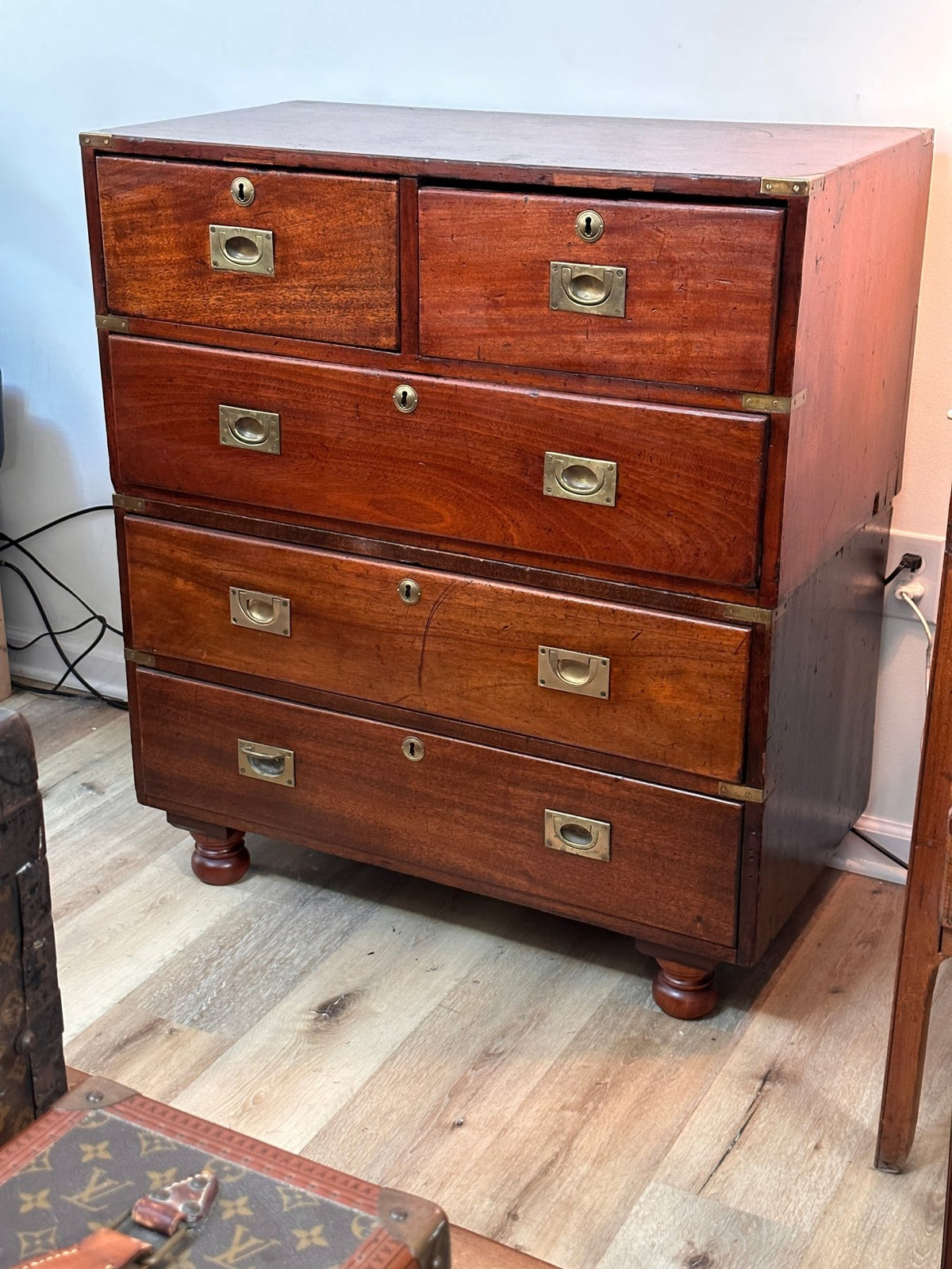 English Mahogany Campaign Chest, circa 1840 - Helen Storey Antiques