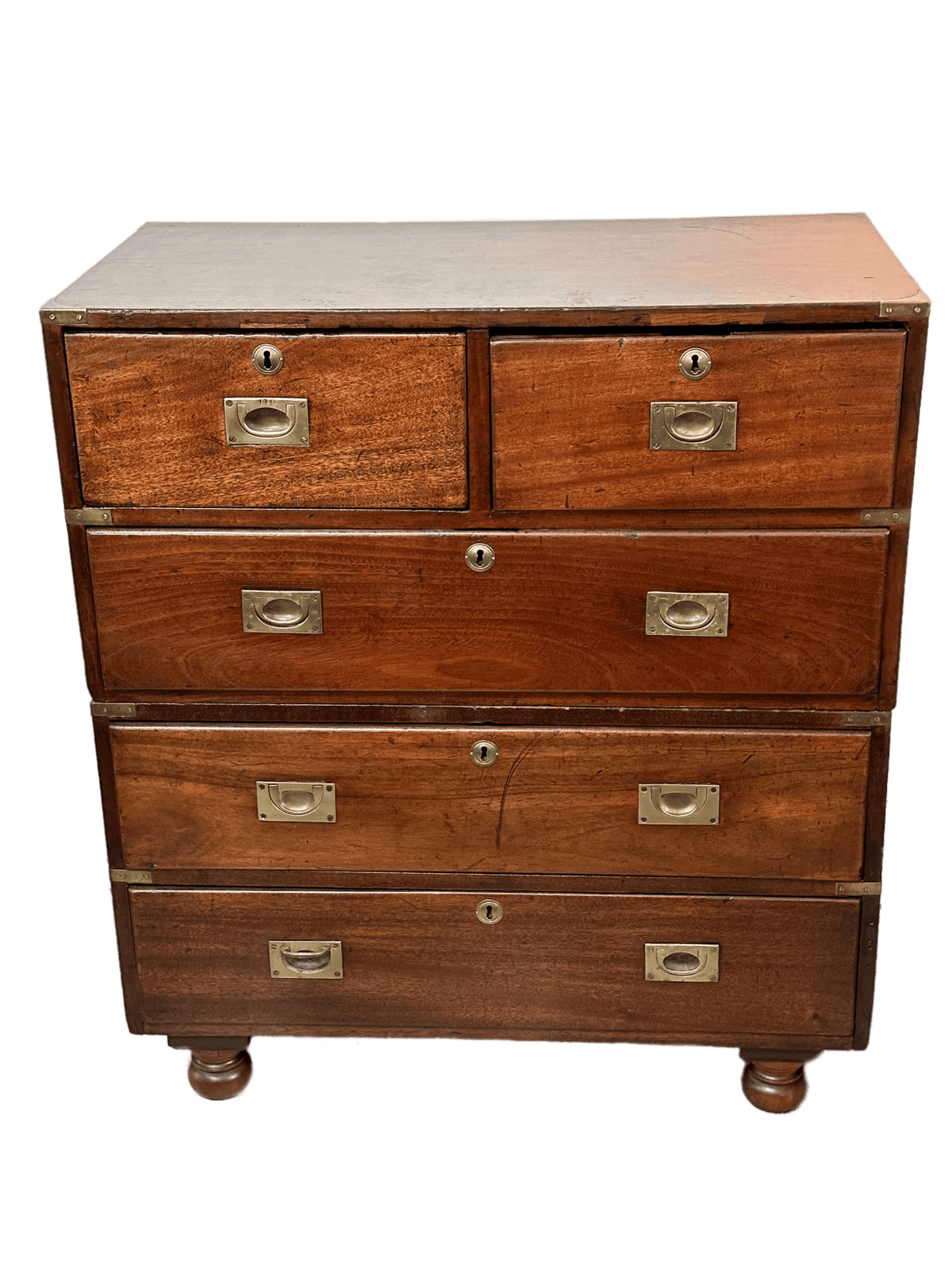 English Mahogany Campaign Chest, circa 1840 - Helen Storey Antiques