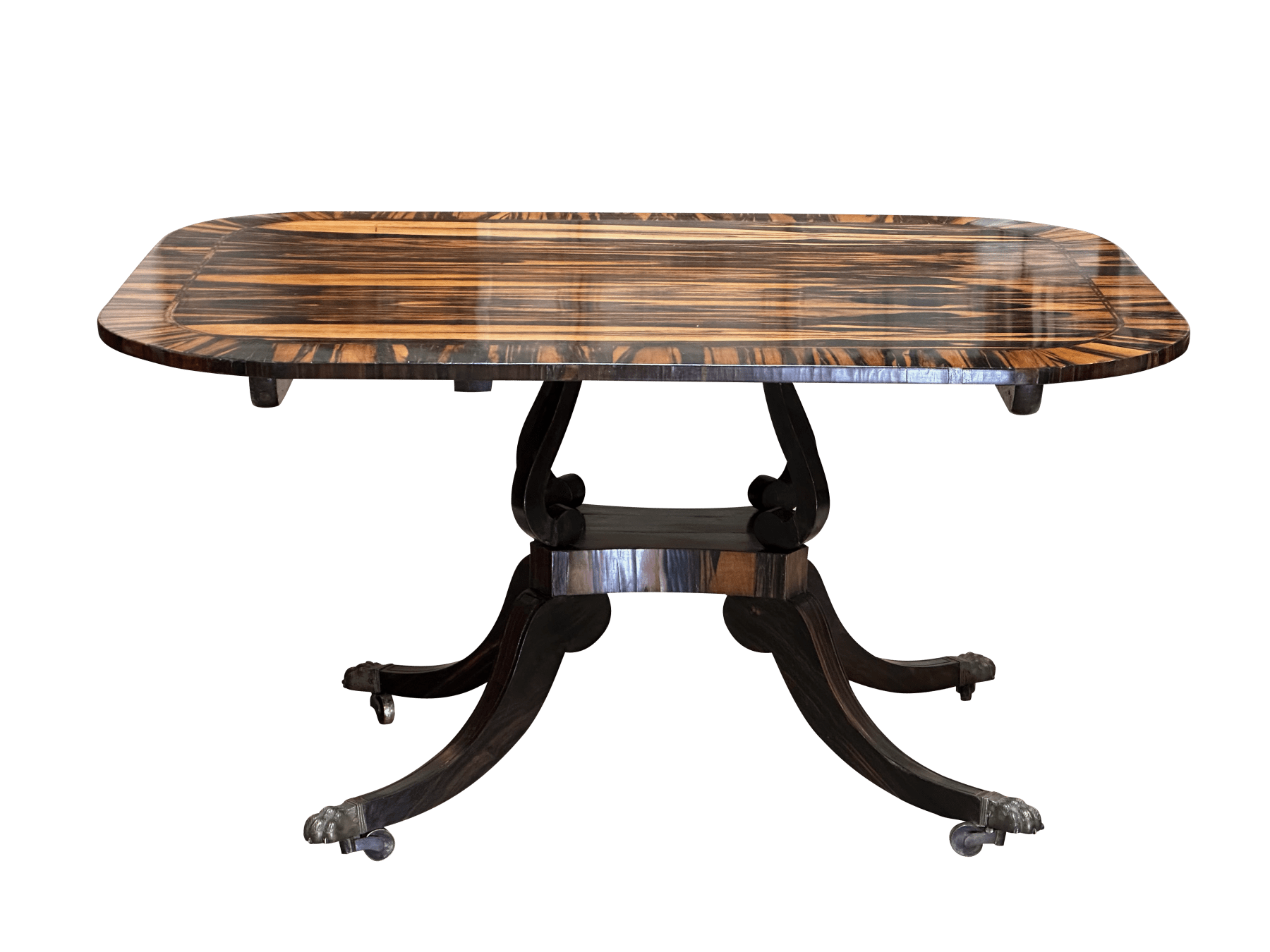 Exceptional Calamander Macassar Tilt-Top Center or Dining Table.  C. 1810