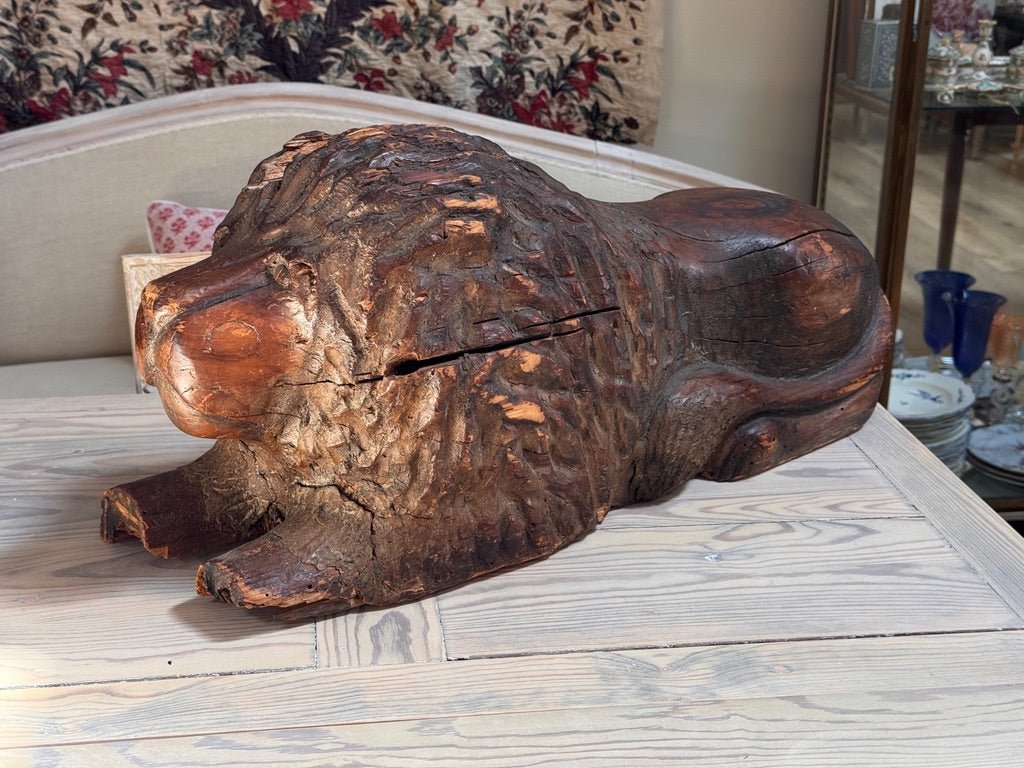 Exceptional Carved Baroque Recumbent lion, c. 1740 - Helen Storey Antiques