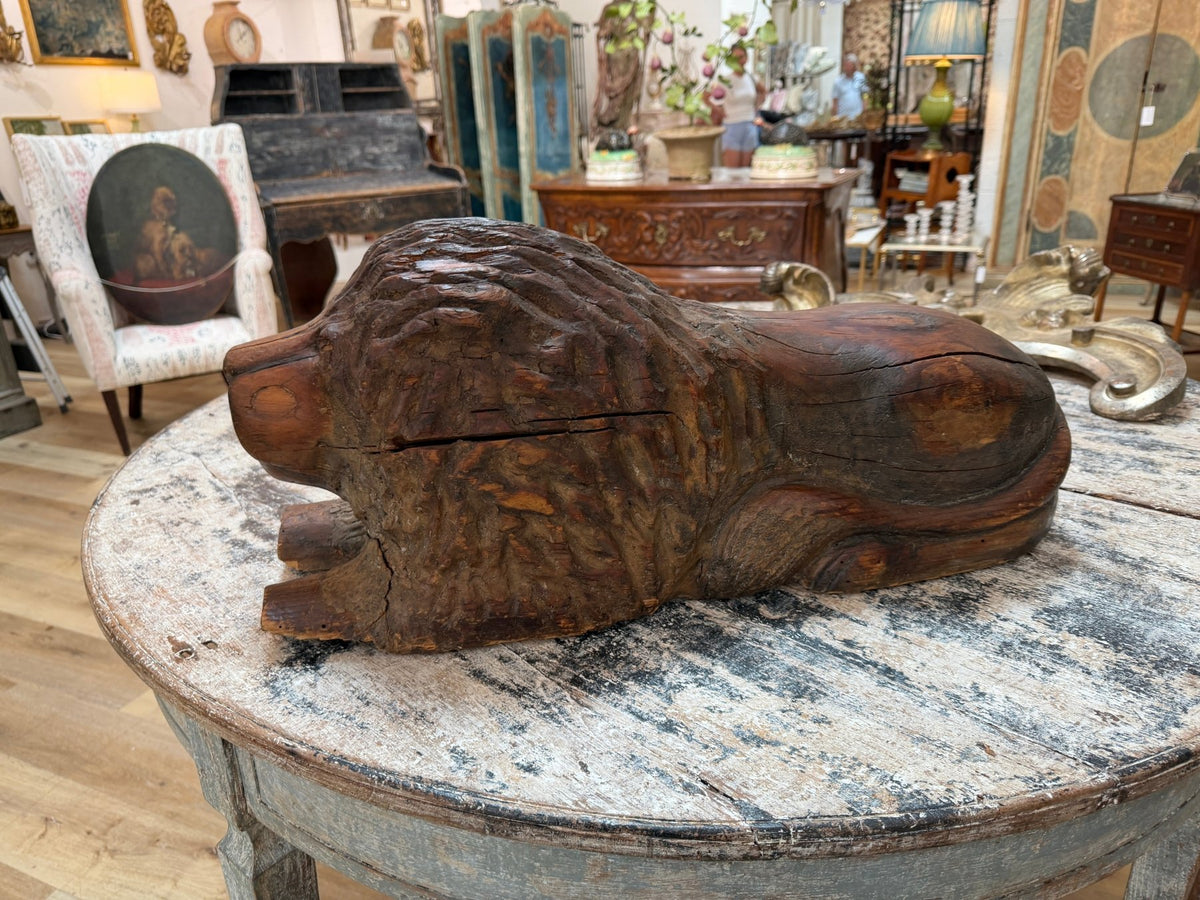 Exceptional Carved Baroque Recumbent lion, c. 1740 - Helen Storey Antiques