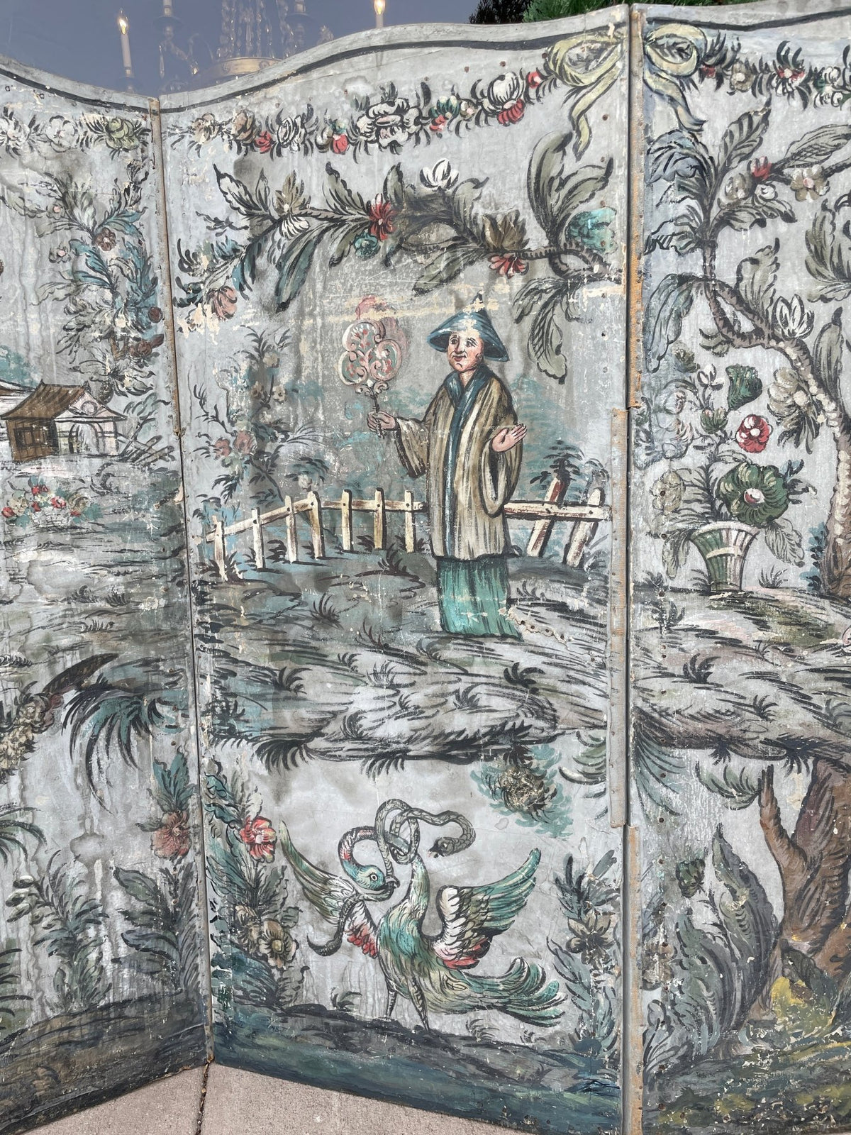 Extraordinary Chinoiserie 18th Century French Provincial Folding Screen Paravent - Helen Storey Antiques