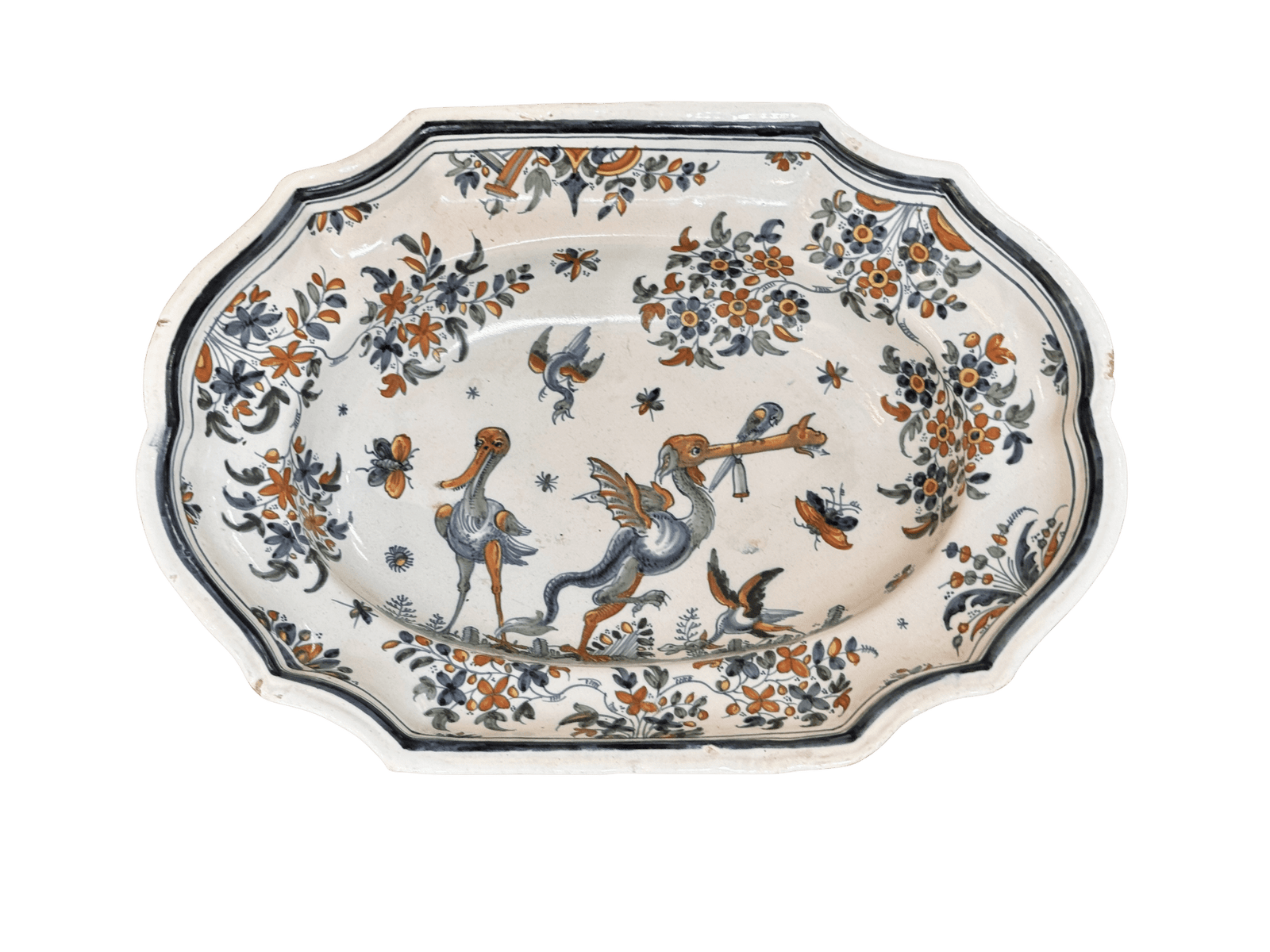 Faience Chinoiserie Dish Alcora Spain, c. 1735-1760