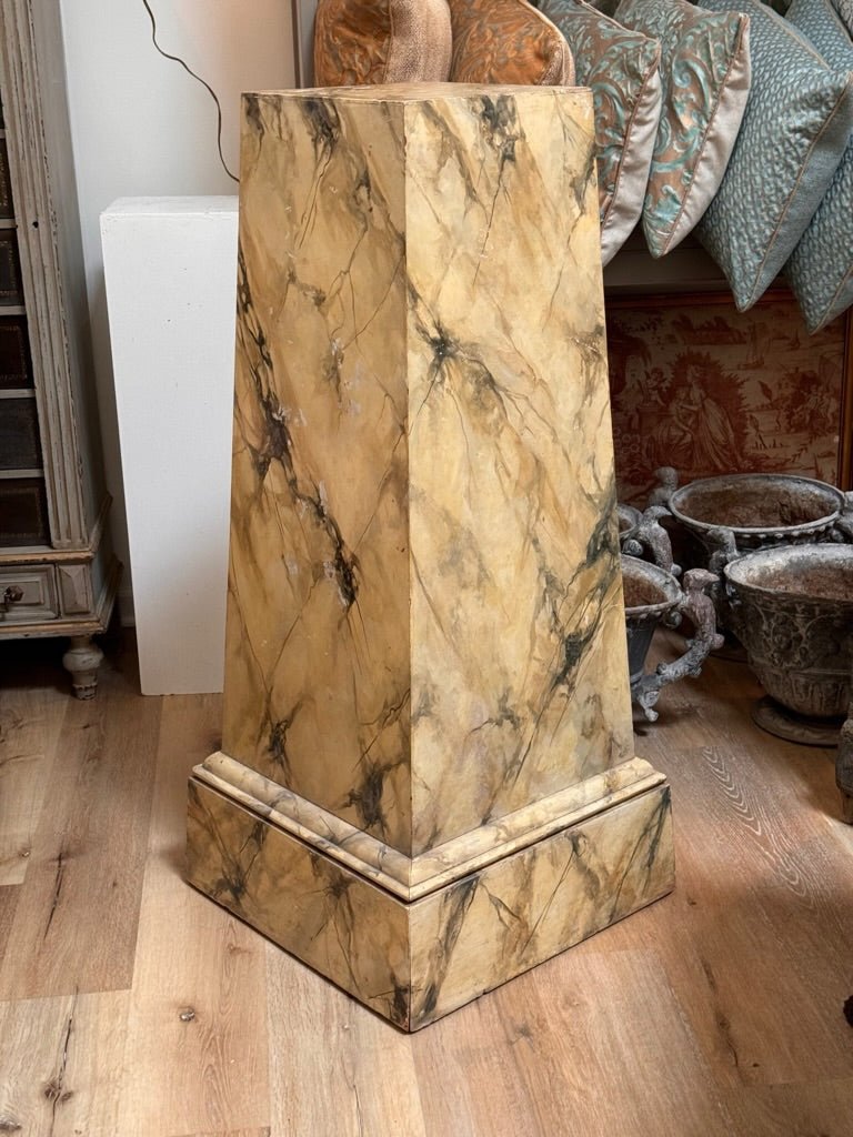 Faux - painted classical style pedestal, marbleized - Helen Storey Antiques