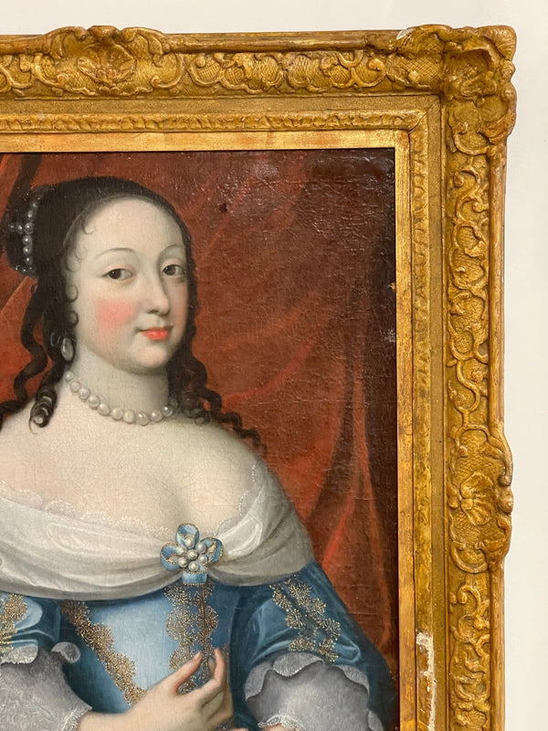 Fine 17th Century Portrait of a woman in blue with pearls - Helen ...