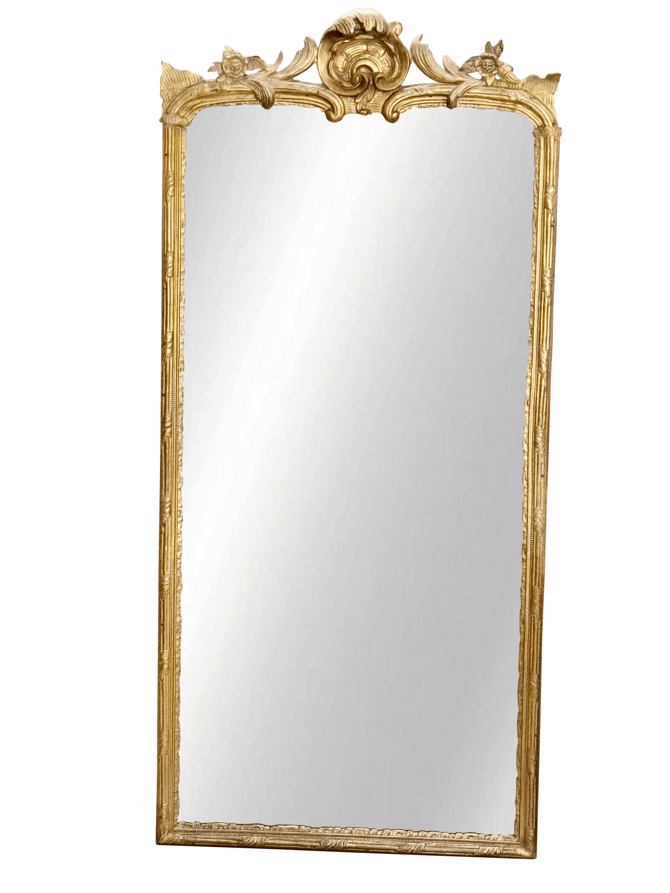 Fine gilt-framed mirror with narrow frame, 18th C.