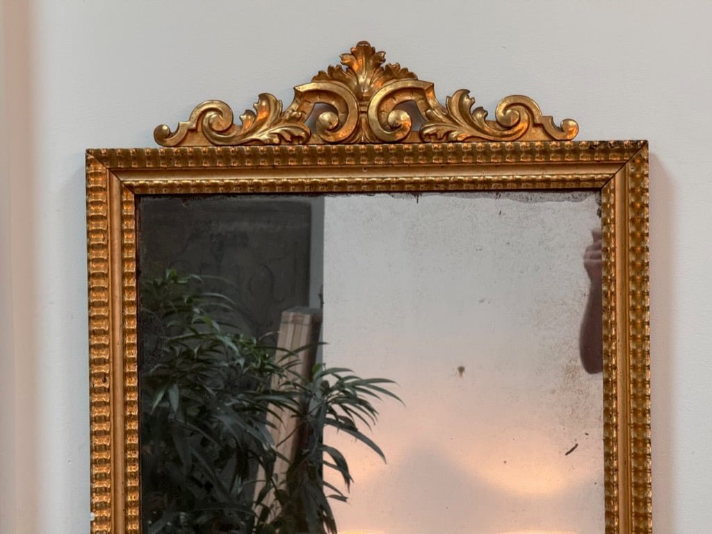 Fine, Large, Carved and Gilded Directoire Mirror with (removeable) Crest - Helen Storey Antiques