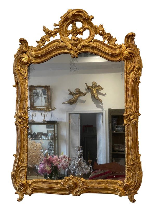 Fine Louise XV Carved Gilt Mirror c. 1750 - Helen Storey Antiques