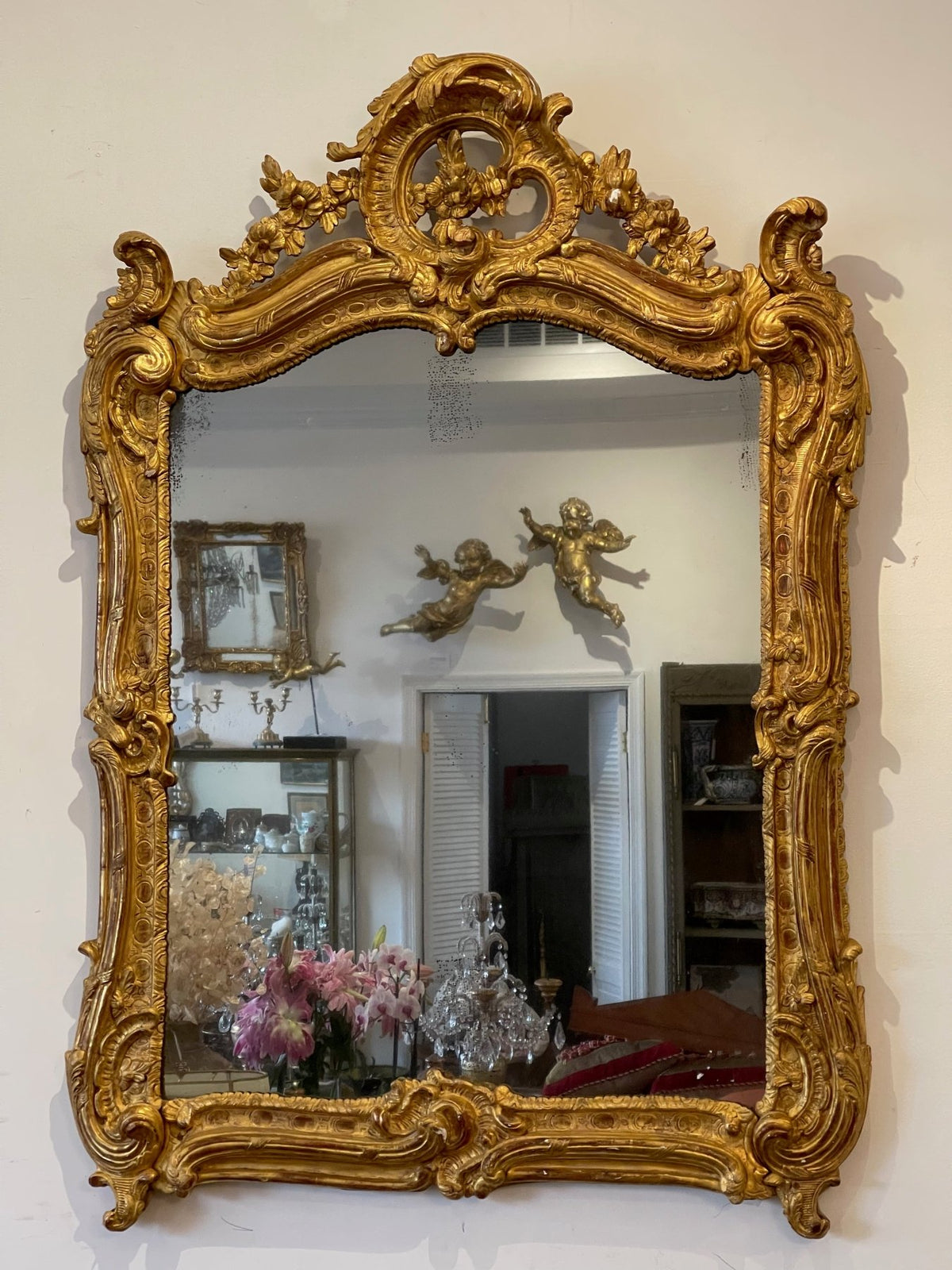 Fine Louise XV Carved Gilt Mirror c. 1750 - Helen Storey Antiques