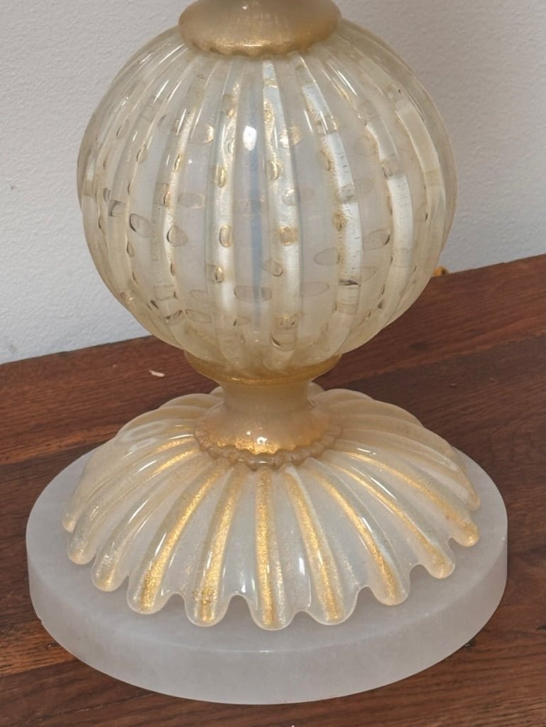 Fine pair of Cream White Murano lamps, c. 1960 - Helen Storey Antiques