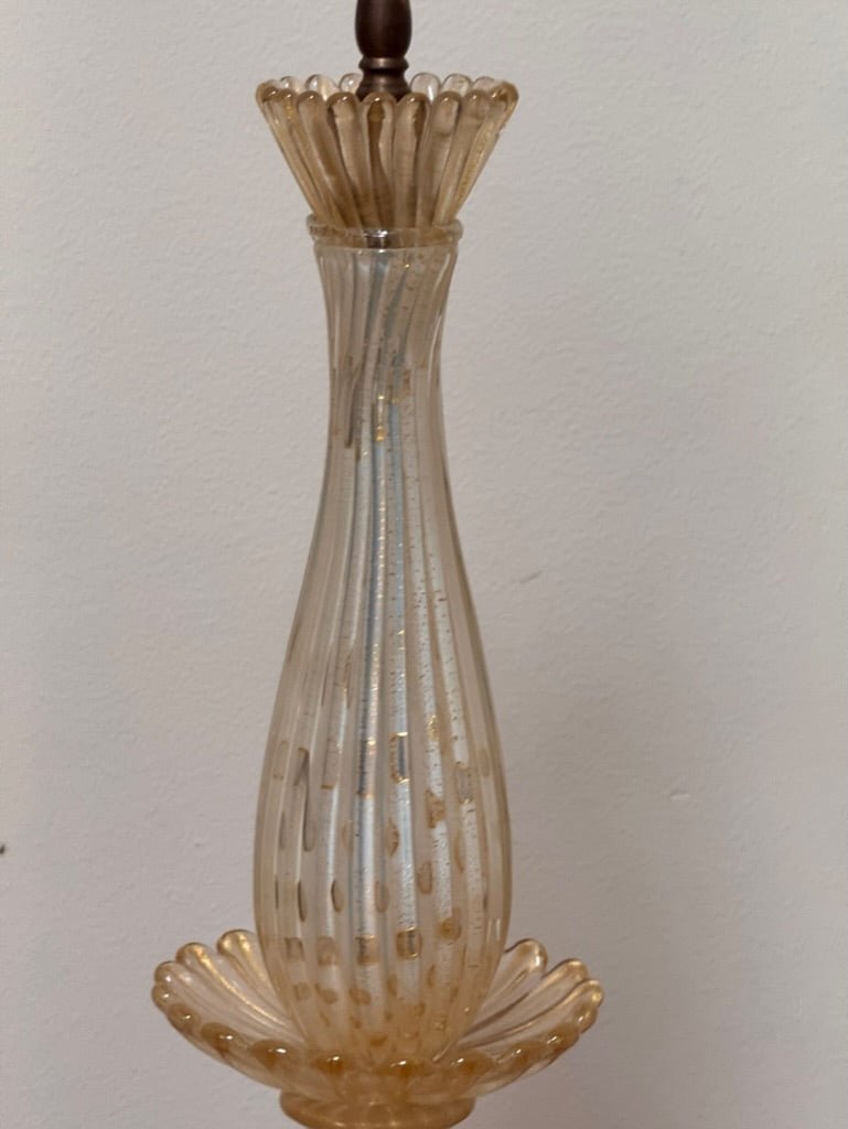 Fine pair of Cream White Murano lamps, c. 1960 - Helen Storey Antiques