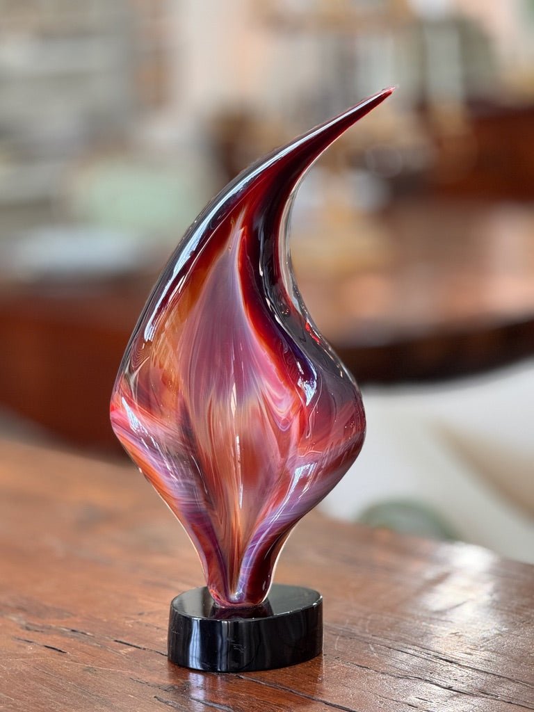 "Flame" by Dino Rosin (Italian b. 1949) Murano Art Glass Sculpture - Helen Storey Antiques