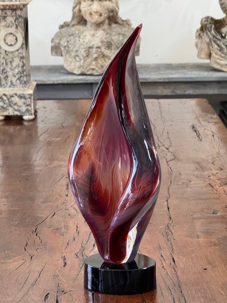 "Flame" by Dino Rosin (Italian b. 1949) Murano Art Glass Sculpture - Helen Storey Antiques