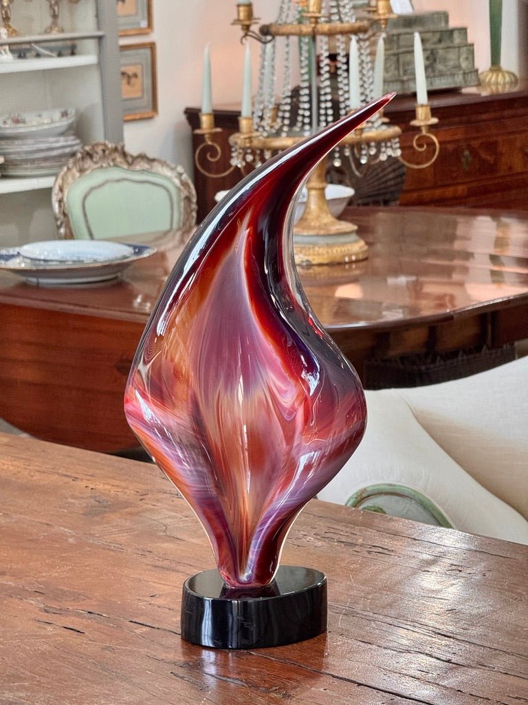 "Flame" by Dino Rosin (Italian b. 1949) Murano Art Glass Sculpture - Helen Storey Antiques